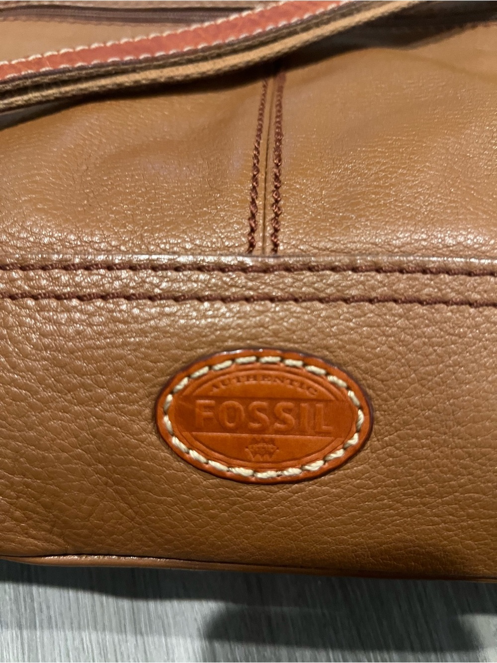 Fossil Tan Brown Leather Crossbody Bag - Picture 7 of 11